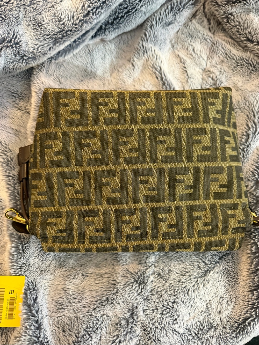 Brown Monogram Jacquard Baguette Bag with Top Handle - Picture 3 of 8